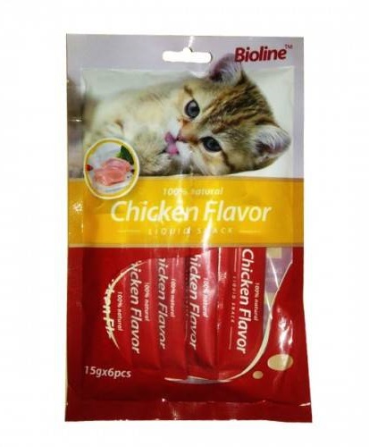 [6970117123258] Bioline Chicken Flavor Liquid Snack for Cats (6 Pouches)