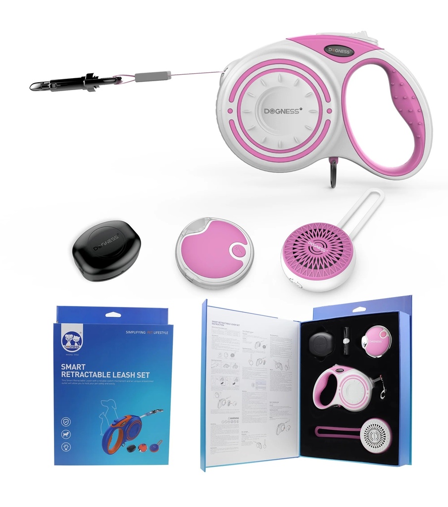 Dogness Smart Retractable Leash Set Pink