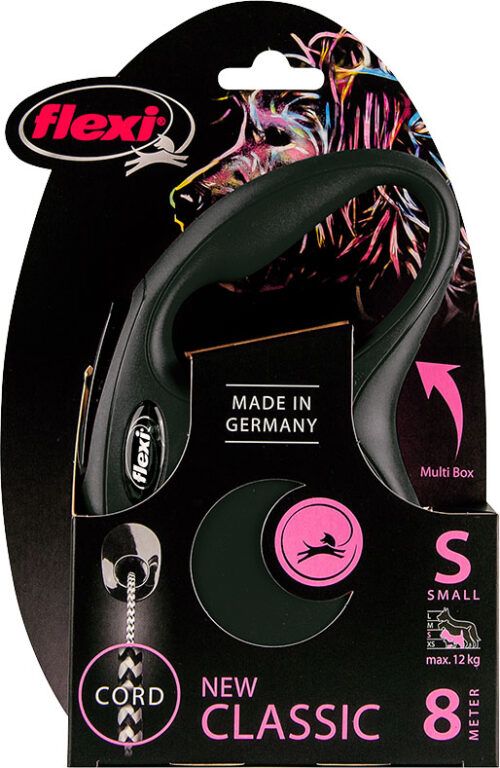 مقود فليكسى كلاسيك الجديد القابل للسحب، 8 متر، أسود