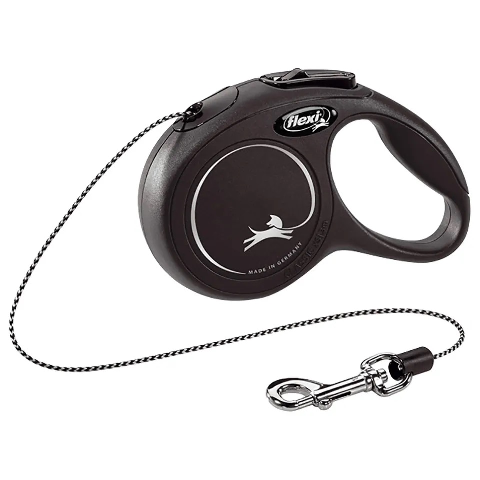 Flexi New Classic Retractable Cord Leash Black