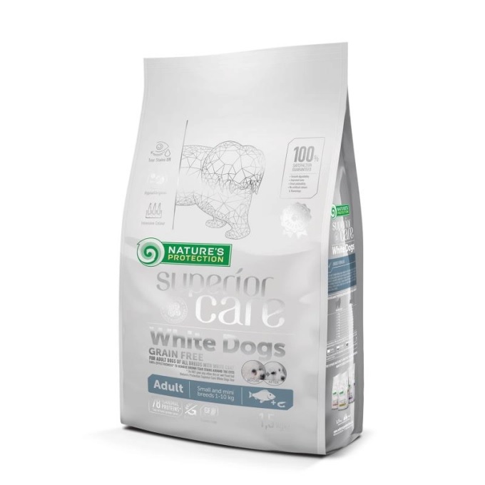 [4771317456670] Nature's Protection Superior Care – Dog – White Coat Adult Small & Mini Breed – White Fish + Krill (1.5 kg)