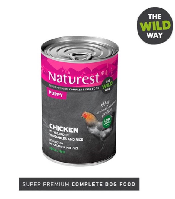 Pet Interest Naturest Chicken, Garden Vegetables & Rice Puppy Canned Food