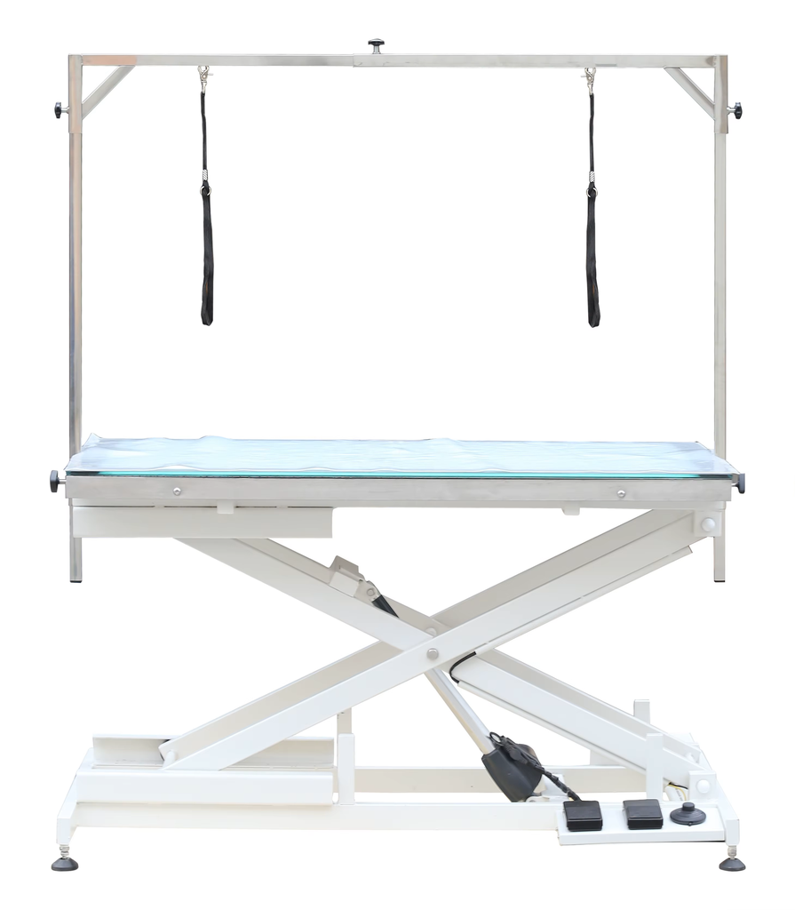 Aeolus LED Lighting Table, white hammerstone pattern coating