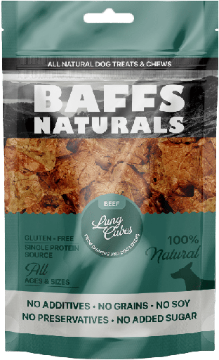 [8683229861335] Baffs Naturals Beef Lung Cubes 100+g