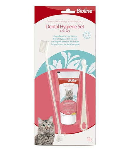 [6970117123623] Bioline Dental Hygiene Set For Cats 50g