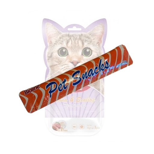 [6359346129222] Bioline Tuna & Scallop Kitten Liquid Snacks 15g(1 Stick)