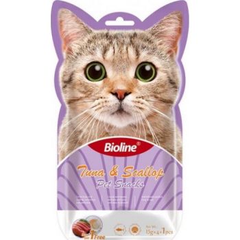 [6970117124521] Bioline Tuna & Scallop Kitten Liquid Snacks 4x15gm