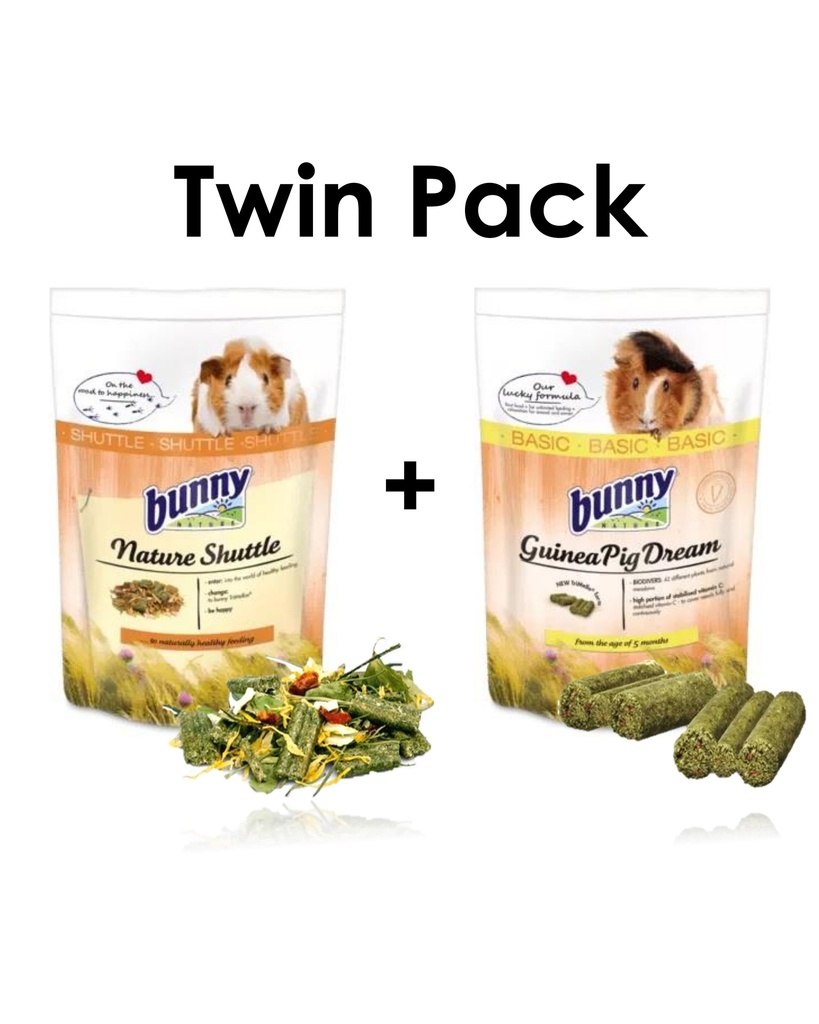 Bunny Nature Twin Pack Nature Shuttle Guinea Pig-600g & Guinea Pig Dream Basic 750g