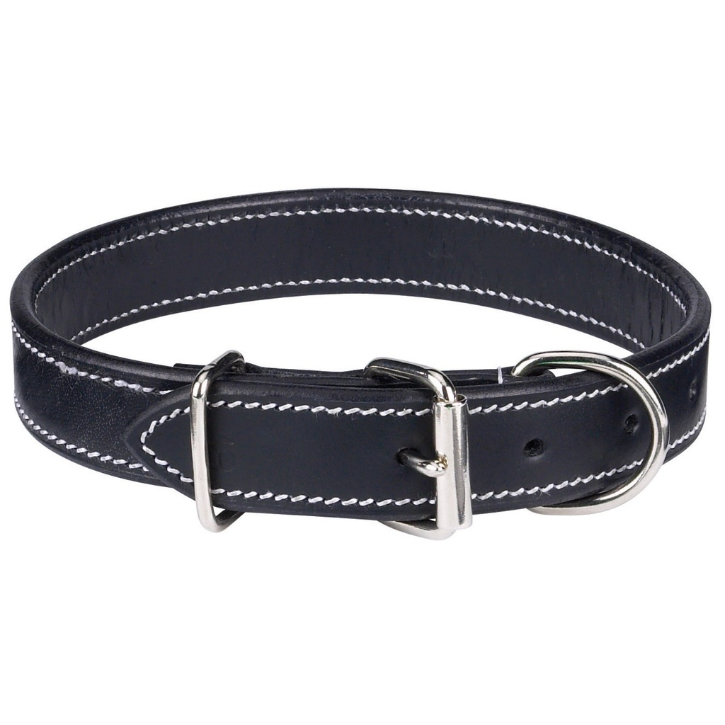 [721343571179] Casual Canine Flat Leather Dog Collar, 11-14-Inch, Black