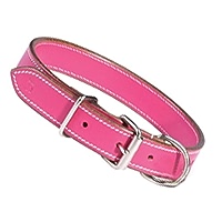 Casual Canine Flat Leather Dog Collar, 22-26-inch, Raspberry Sorbet