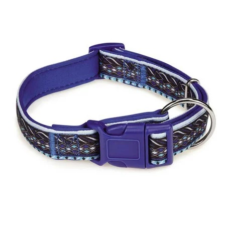 Casual Canine Neoprene Collar, 10 to 16-Inch, Blue Aztec