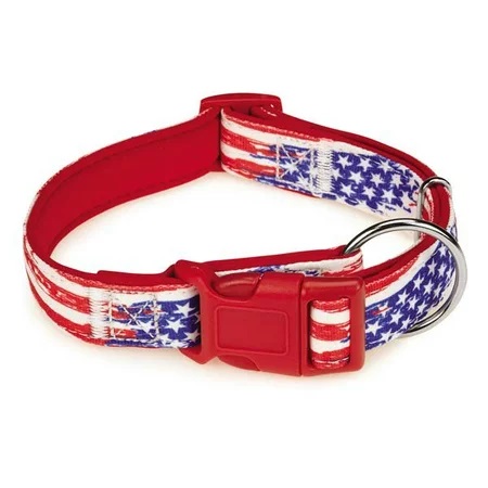 Casual Canine Neoprene Collar, 18 to 26-Inch, Red Flag