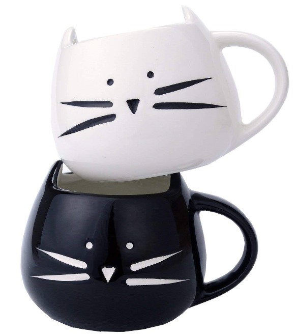 Creative Gifts Cartoon Ceramic Cat Cup (Black&White)