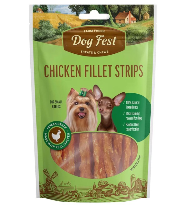 Dog Fest Farm Fresh Chicken Fillet Strips 55g For Small Breeds
