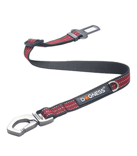 Dogness Car Safety Belt Long - Black/Red Striped 20X62Cm