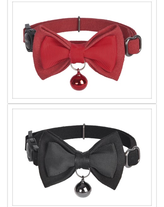 Dogness Cat Collar - Leather Red and Leather black 2 Pack