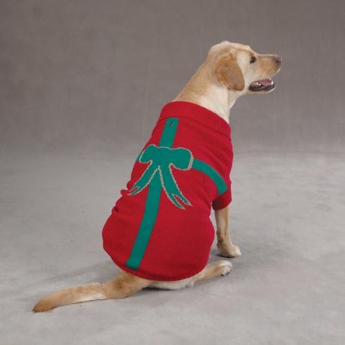 East Side Collection Acrylic Present Dog Sweater, Small/medium, 14-inch, Red