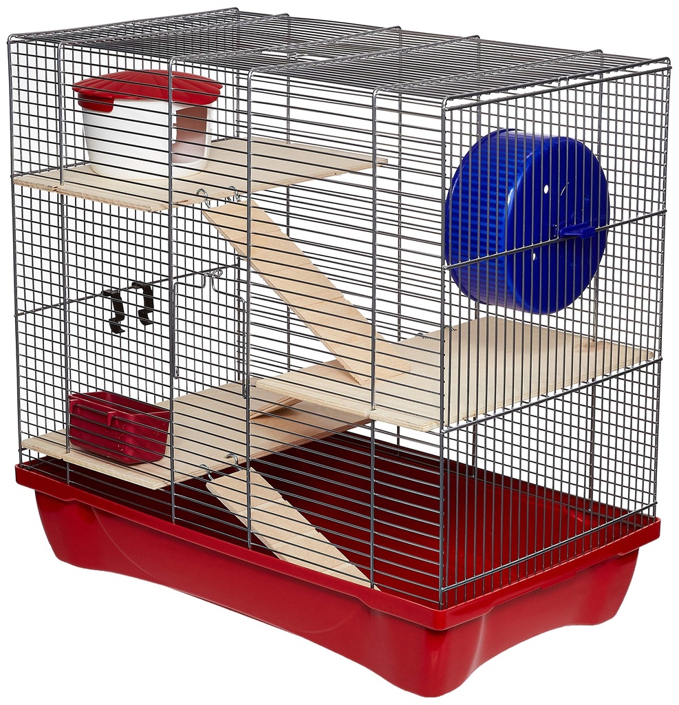 MPS H12 Hamster Cage with Wood Accessories Red