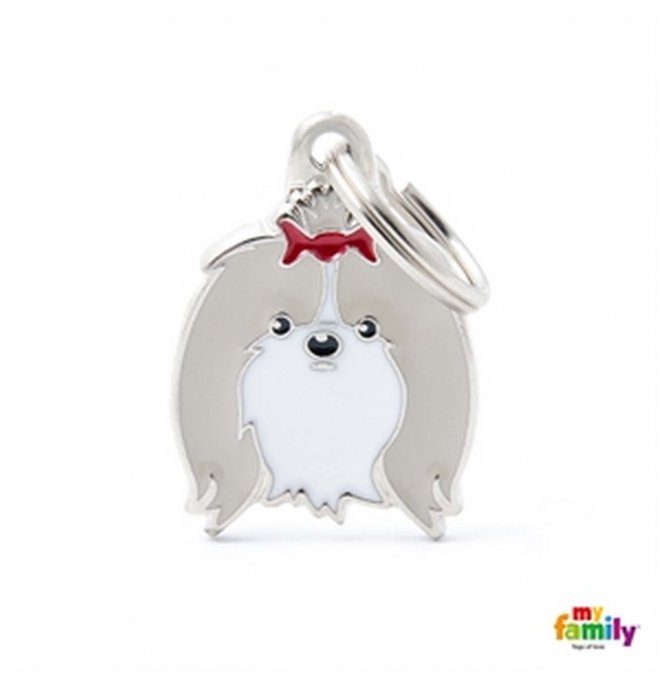 My Family Friends ID Tag - White and Gold Shih Tzu