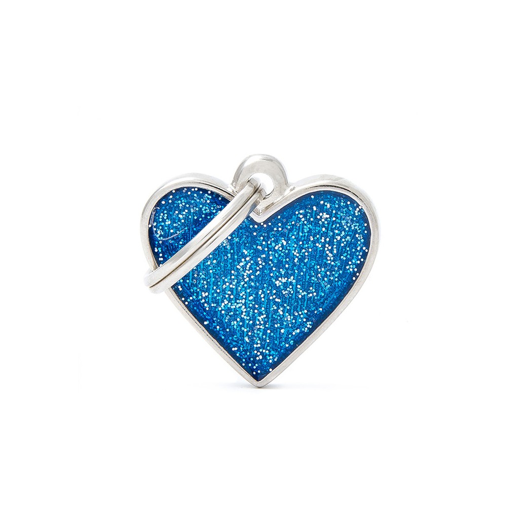 [8055960257461] My Family Shine ID Tag - Glitter Heart Blue