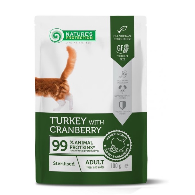 Nature's Protection Pouch – Cat – Sterilised Turkey with Cranberry – 100g 