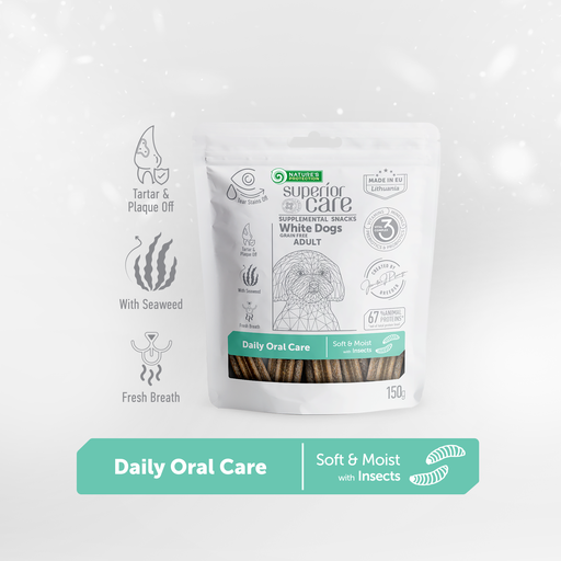 [4771317476524] Nature's Protection Supplemental Snacks – Dog – White Coat Adult Oral Care – 150g 