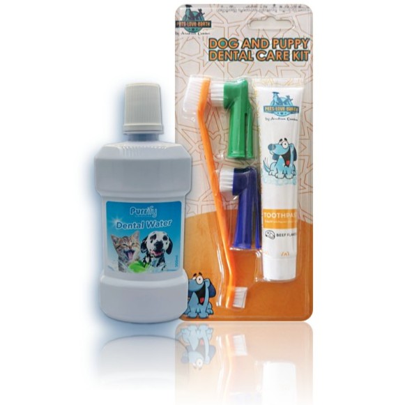 Pets.Love.Earth Dog And Puppy Oral Care Set (Dental Kit and Detal Water)