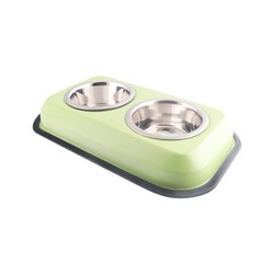 Optima Bowls Colored Twin Feeder Set Green 1 pint