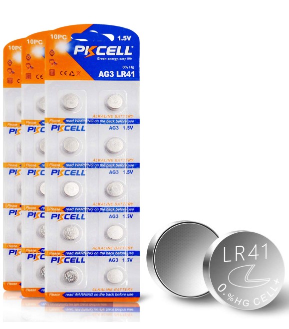 بطارية PKCell زرية AG3/LR41 1.5V (عبوة 10)