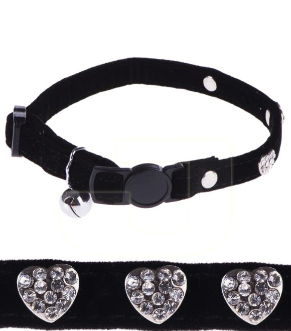 Pawise Cat Collar- Diamond Heart, Black