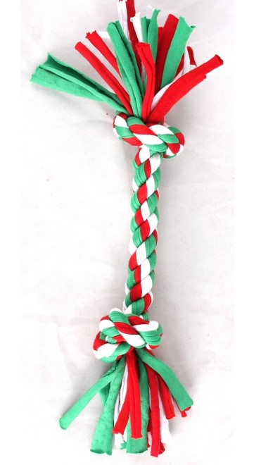Pawise Christmas Colorful Braided Rope Bone