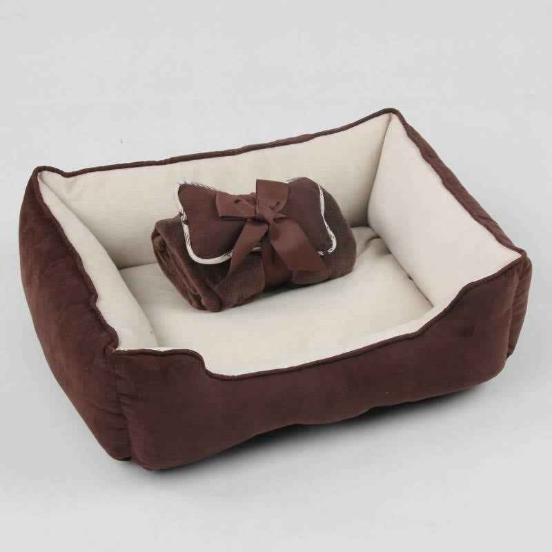 Pawise Pet Bed w/Blanket & Bone  22x17x7" Coffee