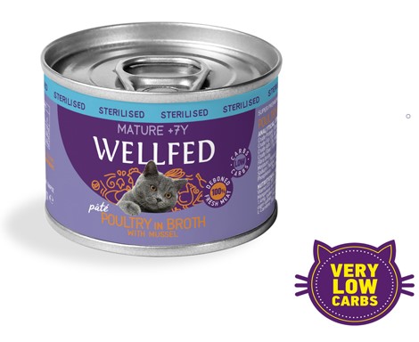 Pet Interest Wellfed Sterilized Poultry in Broth with Mussel Mature 7yrs Canned Paté