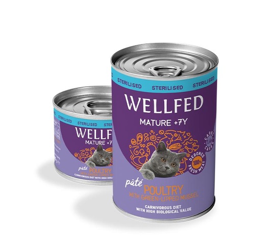 [5206819147720] Pet Interest Wellfed Sterilized Poultry in Broth with Mussel Mature 7yrs Canned Paté (200 gm)