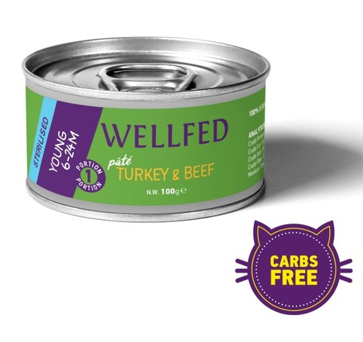 [5206819147119] Pet Interest Wellfed Young Sterilized (6 - 24 months) Turkey & Beef Canned Paté  (100 gm)