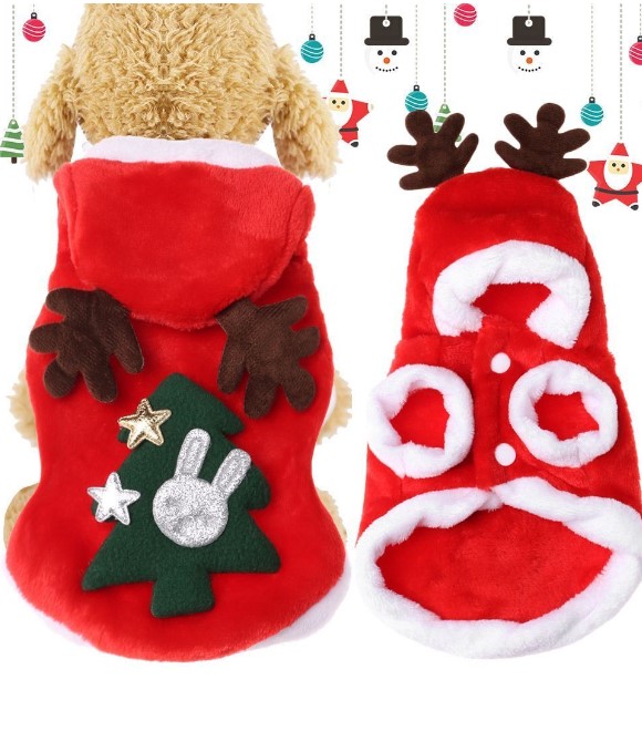 Pets.Love.Earth (Sticky Green Tree) Two-Legged Flannel Hoodie with Antlers 