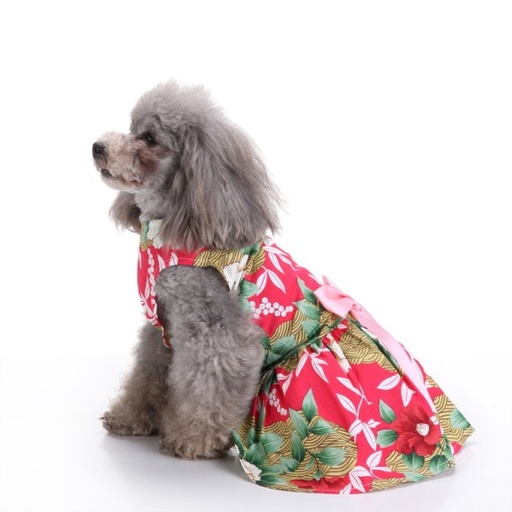 [6083174351233] Pets.Love.Earth Flower Cocktail Dress With Pink Bow (Small)