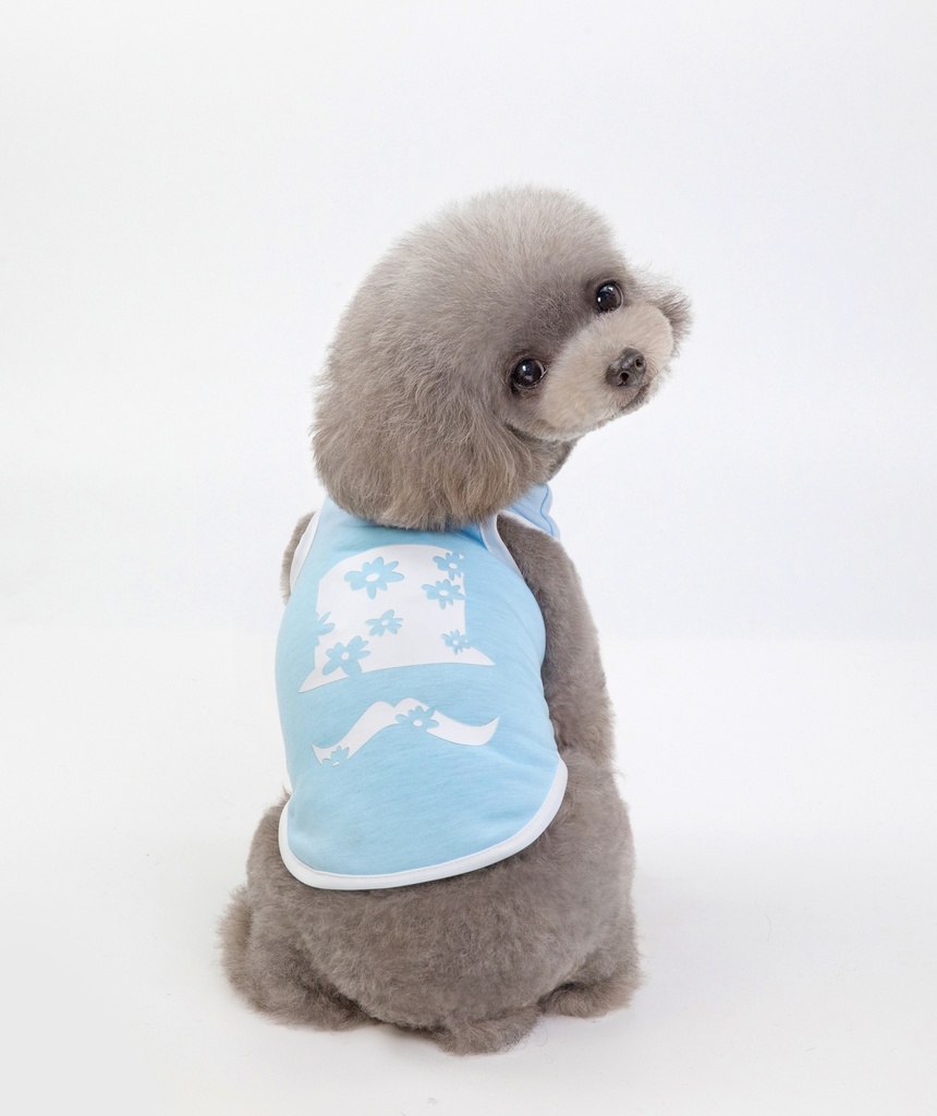 Pets.Love.Earth Hat & Mustache Tank-Top Light Blue