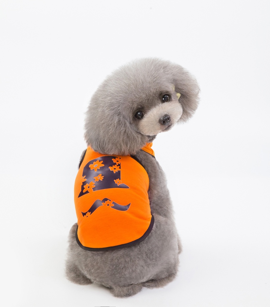 قميص بدون أكمام مع قبعة وشارب بت لوف إيرث باللون البرتقالي