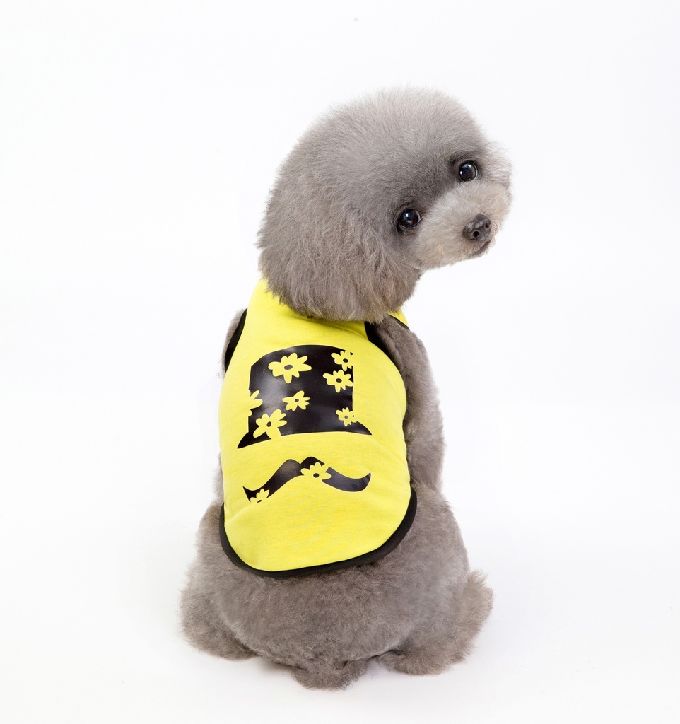 قميص بدون أكمام مع قبعة وشارب بت لوف إيرث باللون الأصفر