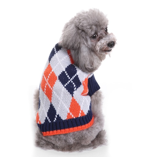[6083174350380] Pets.Love.Earth Orange and Blue Pixel Sweater (Small)