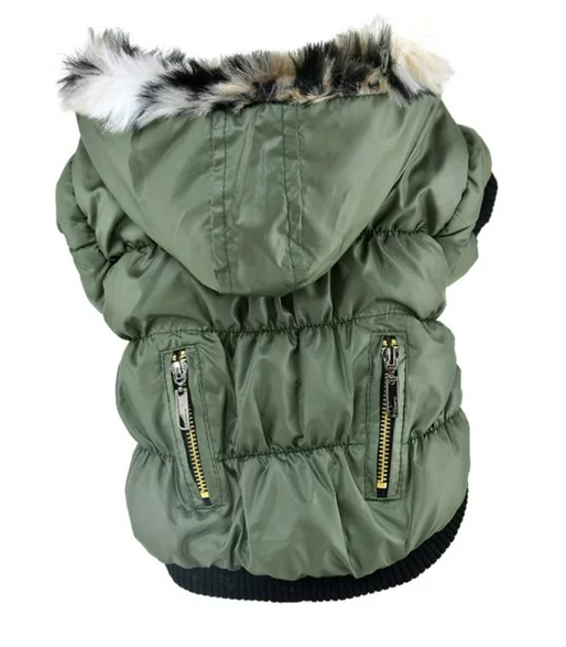 معطف شتوي بغطاء رأس مع حواف فراء صناعي باللون الأخضر من بت لوف إيرث