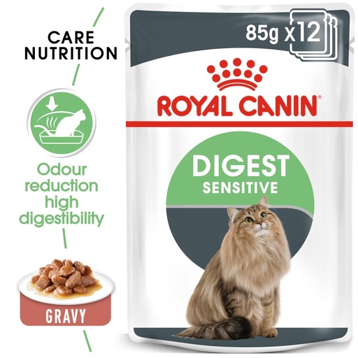 [9003579309537] Royal Canin Feline Pouch Digest Sensitive Gravy Formula For Adult Cat – 85g (1 Pouch)