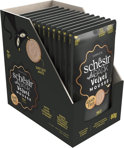 [8005852932105] Schesir After Dark Pouch for Cat Velvet Mousse Chicken 80g (12 Pouch)