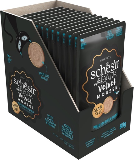 [8005852932204] Schesir After Dark Pouch for Cat Velvet Mousse Chicken with Quail Egg 80g (12 Pouch)