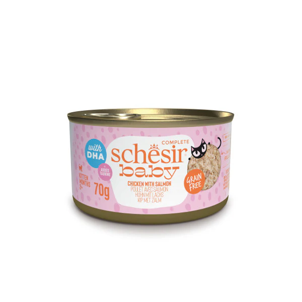 Schesir Baby Kitten Care Can Chicken with Salmon in Broth 70g