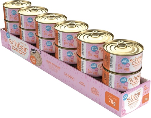 [8005852911131] Schesir Baby Kitten Care Can Chicken with Salmon in Broth 70g (12 Can)