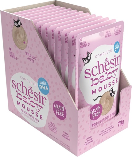 [8005852939043] Schesir Baby Kitten Care Pouch Chicken with Chicken Liver In Mousse 70g (12 Pouch)