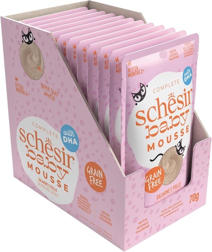 [8005852939142] Schesir Baby Kitten Care Pouch Salmon and Chicken in Mousse 70g (12 Pouch)