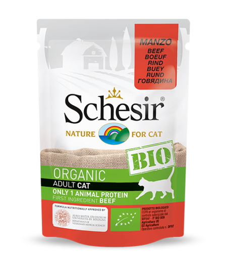Schesir Bio Organic Pouch For Cat with Beef In Paté (16 pouch)